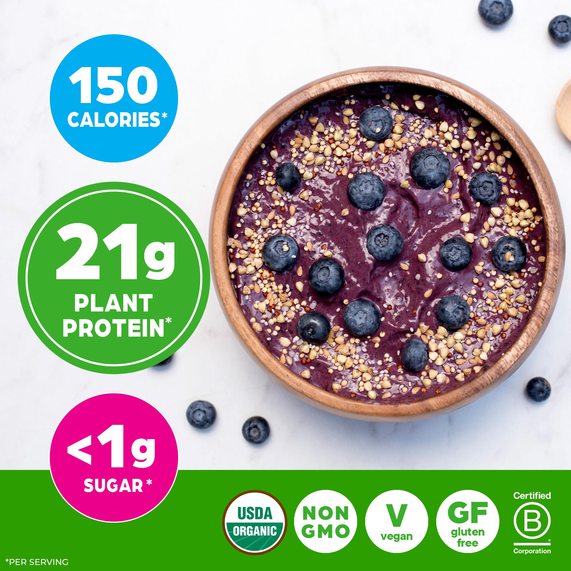 Orgain Organic Vegan Protein Powder, Vanilla Bean - 21g Plant Based Protein, 4g Prebiotic Fiber, No Lactose Ingredients, No Added Sugar, Non-GMO, For Shakes & Smoothies