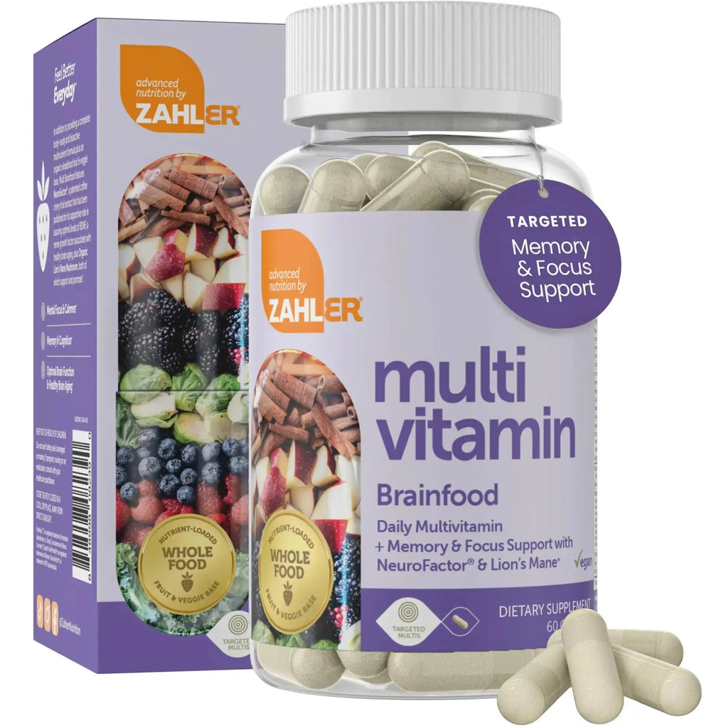 Zahler - Multivitamin Brain Supplement (60 Count) Kosher Brainfood Capsules for Adults with Neuro Factor & Lion's Mane Zahler Au supplements