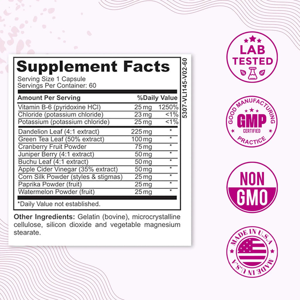 Water Retention Pills for Women Bloating Relief with Vitamin B6, Dandelion & Green Tea Natural LADYME WOMEN'S HEALTH Au supplements