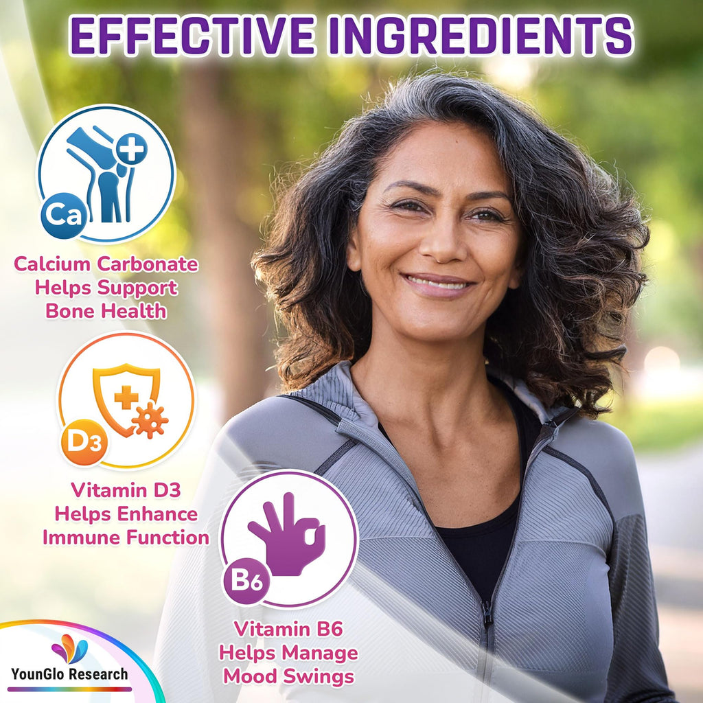 YounGlo Research Menopause Supplement - 120 Vegan Caplets - Menopause & Perimenopause Relief Support - Food and Dietary Vitamins - Multivitamin for Women YounGlo Research Au supplements