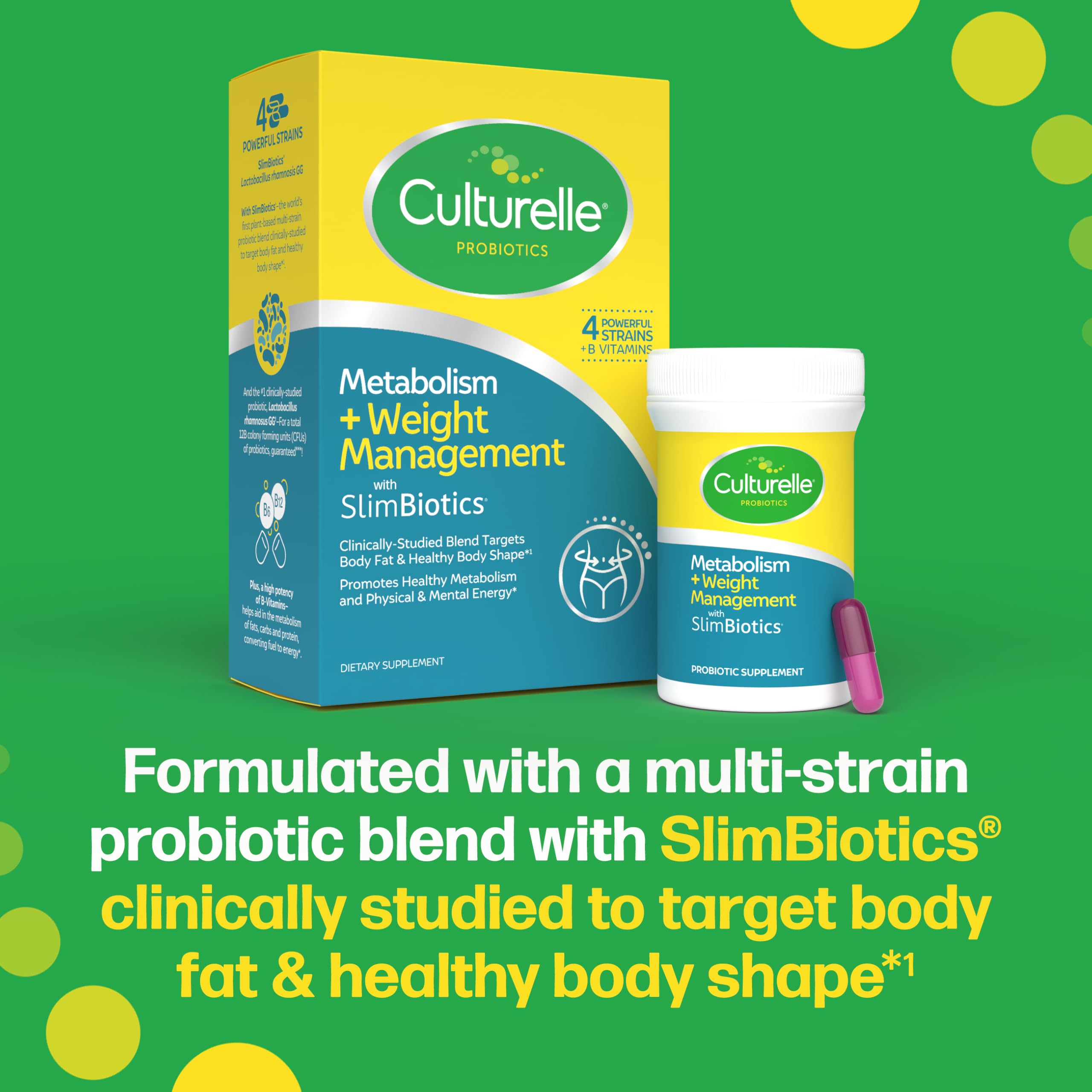 Culturelle Metabolism + Weight Management with SlimBiotics® Probiotic Capsules – 30 Count – Helps Safely Manage Weight - Promotes Healthy Metabolism and Physical & Mental Energy Culturelle Au supplements