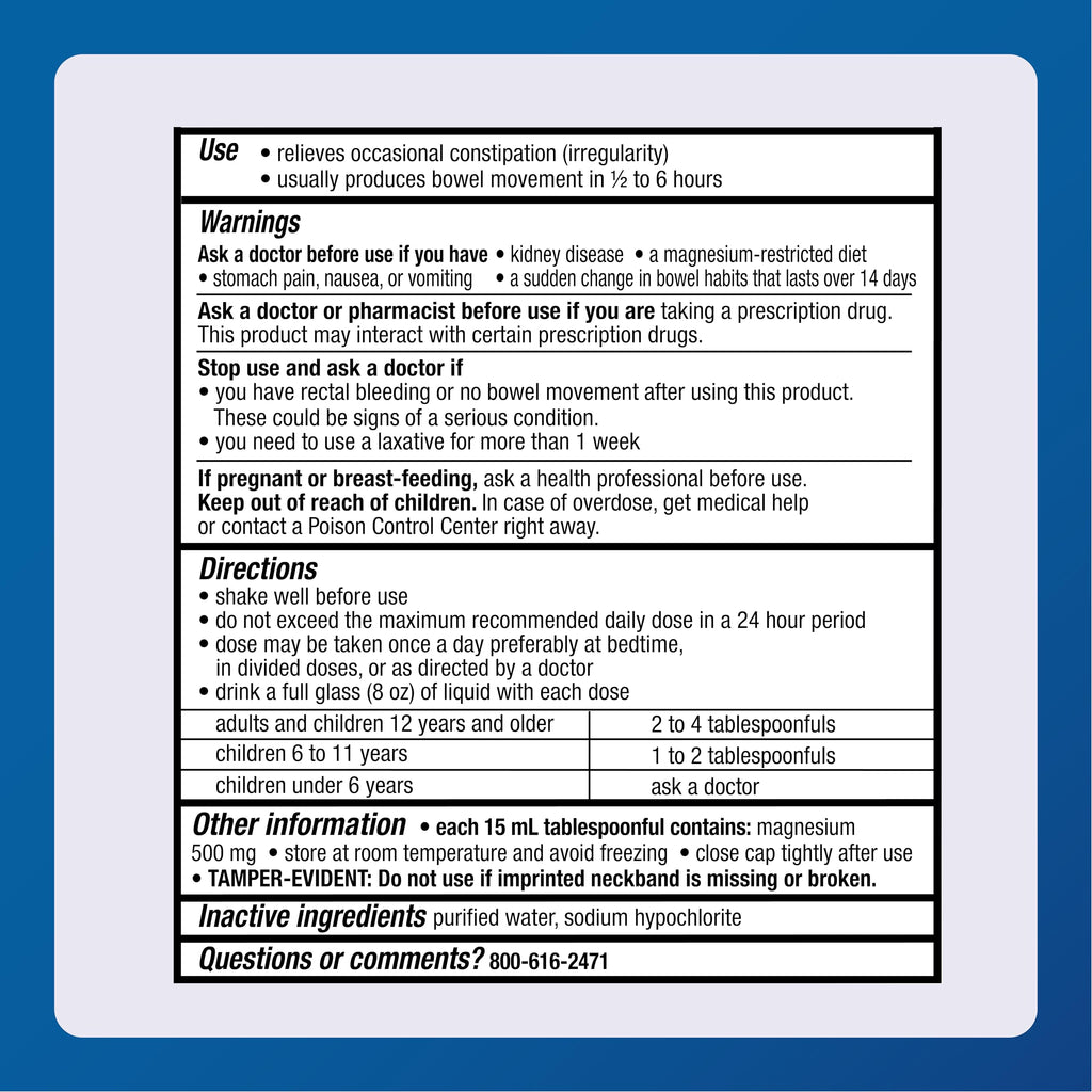 MAJOR Milk of Magnesia Saline Laxative - Original Flavor - Effective Overnight Relief - Stimulant-Free, Sugar-Free - 16 Fl Oz MAJOR Au supplements