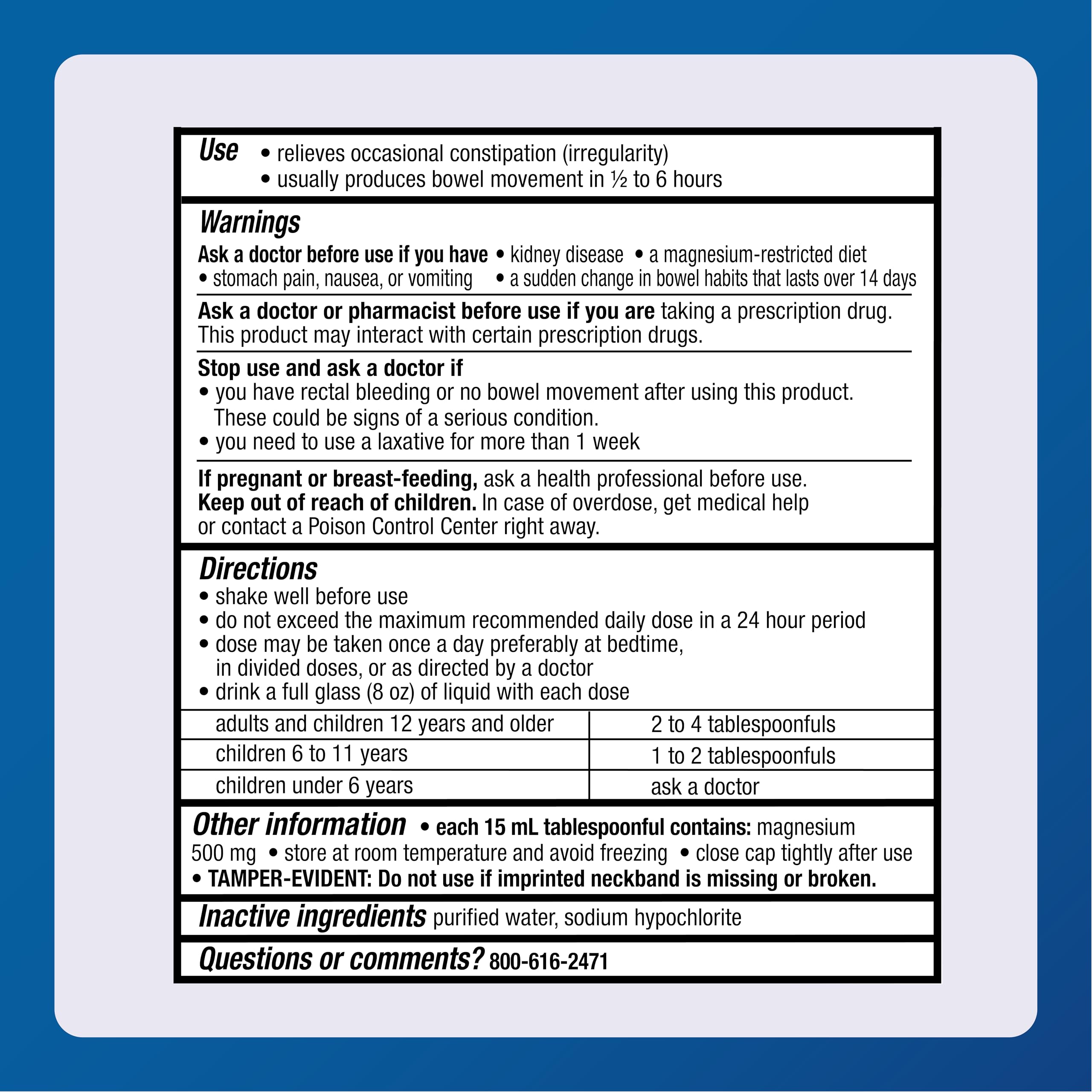 MAJOR Milk of Magnesia Saline Laxative - Original Flavor - Effective Overnight Relief - Stimulant-Free, Sugar-Free - 16 Fl Oz MAJOR Au supplements