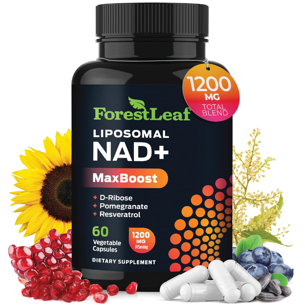 ForestLeaf NAD Resveratrol Capsules, Liposomal NAD Supplement for Women and Men with D-Ribose and Pomegranate, NAD+ for Energy, Focus and Anti-Aging Support, NMN Supplement Alternative (60 Caps) ForestLeaf Au supplements