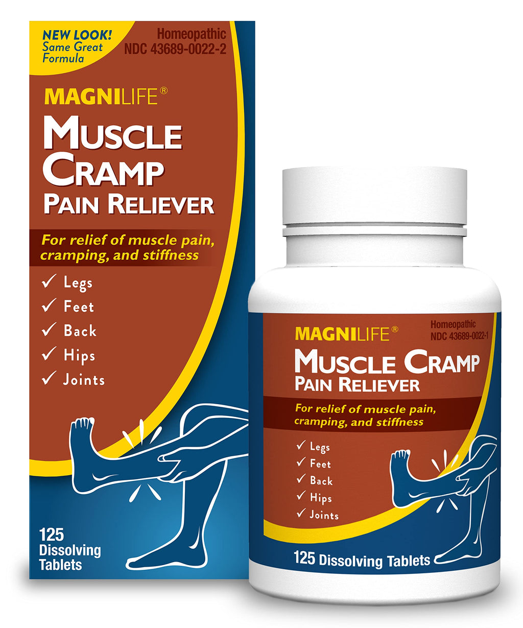 MagniLife Muscle Cramp Pain Relief Quick-Dissolve Tablets, 125 Count, Quinine-Free Homeopathic Medicine for Leg, Foot, Hip, Joint & Back Pain Relief, Helps Ease Muscle Ache, Cramping & Stiffness MagniLife Au supplements
