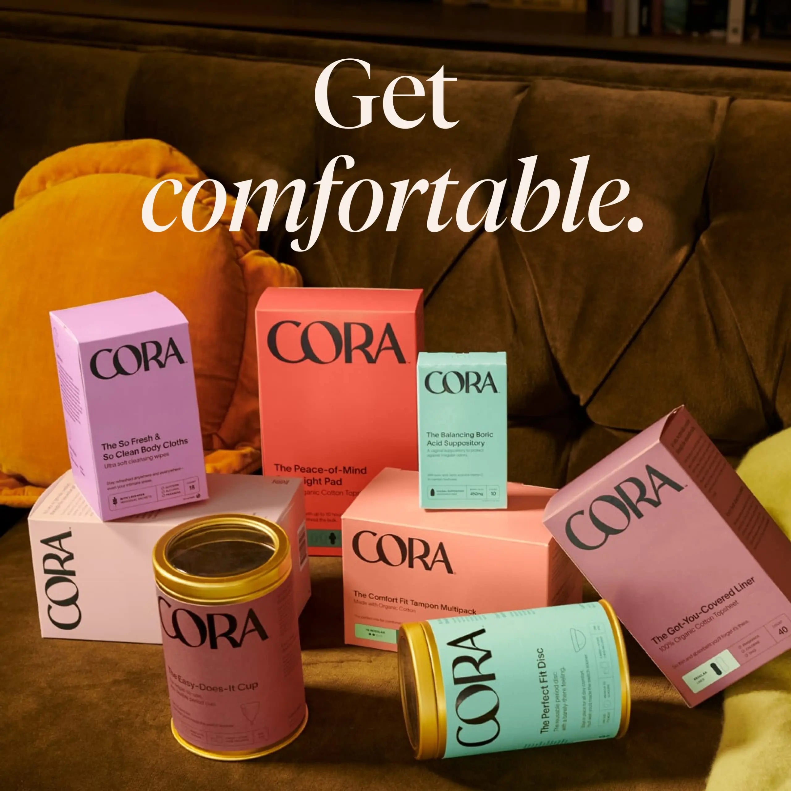 Cora Period Long Liners | 100% Organic Cotton Topsheet | Ultra Thin, Quick Absorbency Cora Au supplements