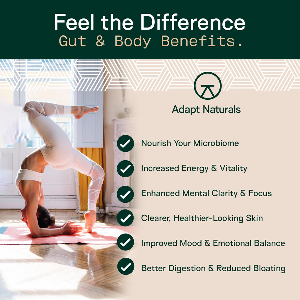 Adapt Naturals 4-in-1 Biome Protect Prebiotics, Probiotics Supplement Postbiotics & Polyphenols for Microbiome, Gut Health & Defense for Women & Men, 30 Day Supply