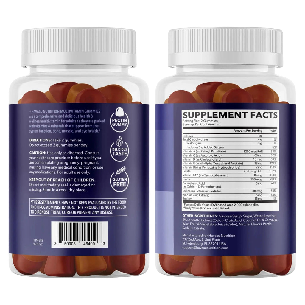 Multivitamin Gummies for Adults - Daily Gummy with Vitamin C, D, and Zinc for Men and Women - 60 Count - GLP-1 Nutritional Support HAVASU NUTRITION Au supplements