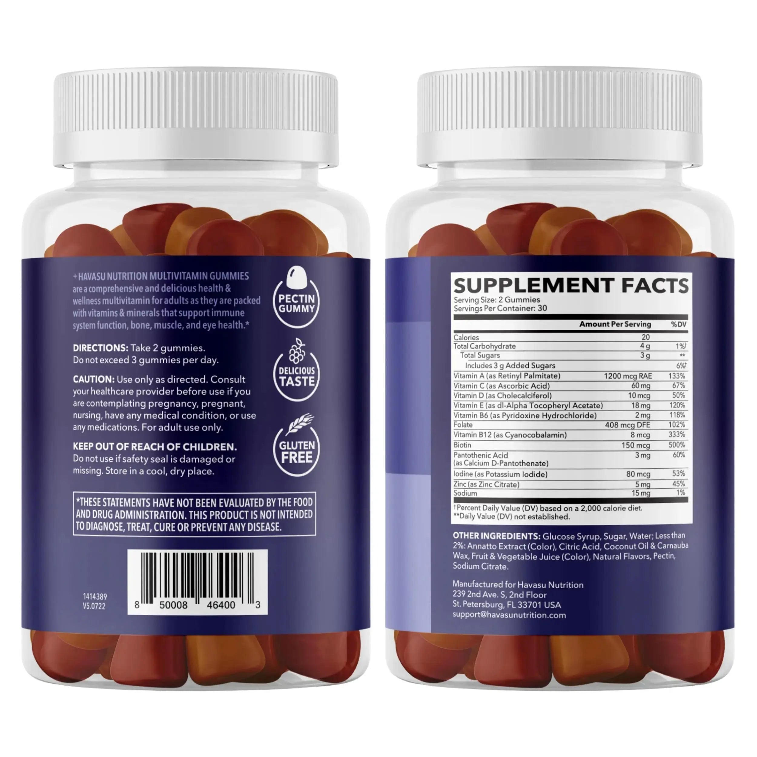 Multivitamin Gummies for Adults - Daily Gummy with Vitamin C, D, and Zinc for Men and Women - 60 Count - GLP-1 Nutritional Support HAVASU NUTRITION Au supplements