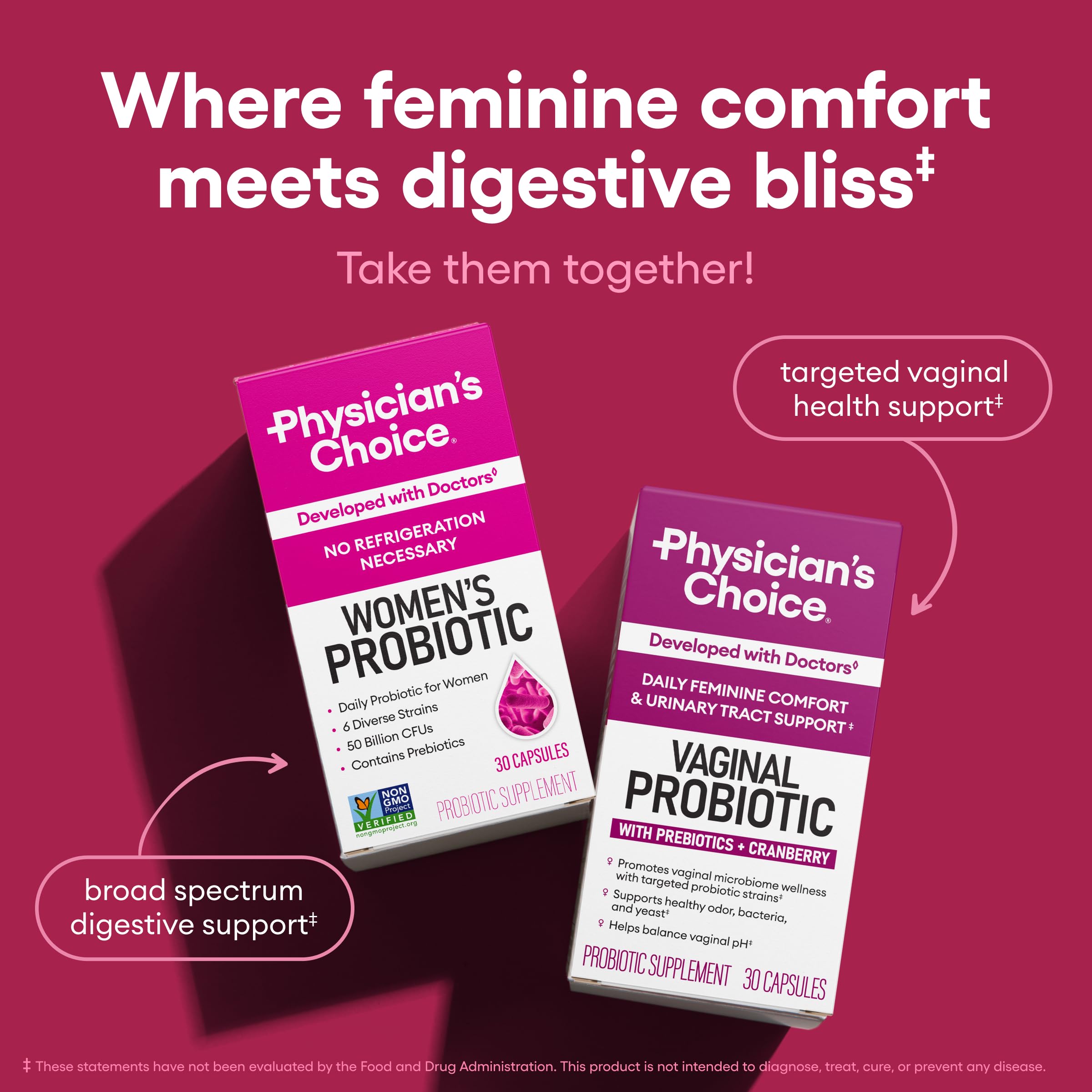 Physician's CHOICE Probiotics for Women - PH Balance, Digestive, UT, & Feminine Health - 50 Billion CFU - 6 Unique Strains for Her - Organic Prebiotics