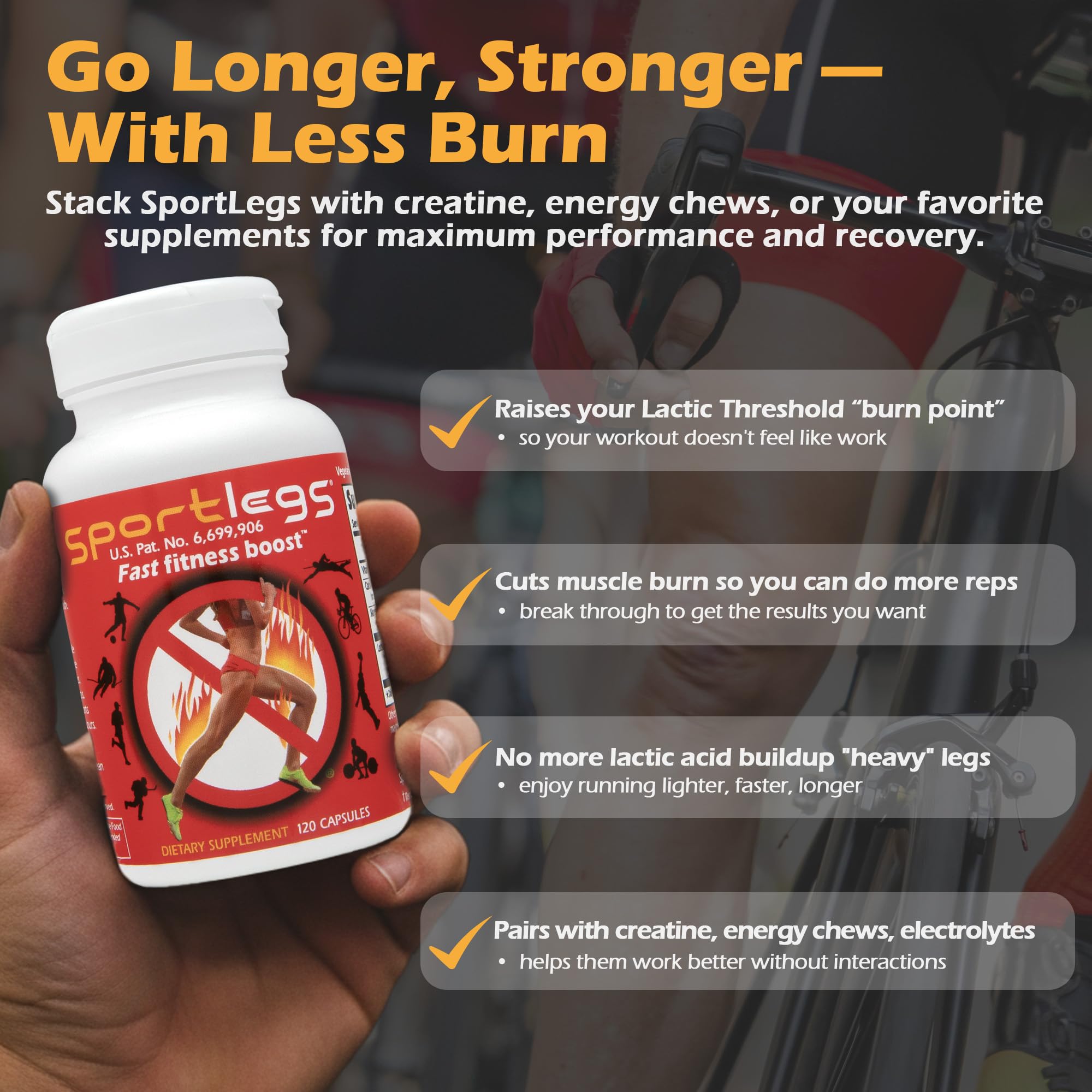 SPORTLEGS Pre-Exercise Metabolic Primer for Runners, Cyclists and Endurance Athletes - Helps Muscles Use Lactate as Fuel for Smoother, Longer-Lasting Efforts - NSF Certified for Sport - 120 Capsules SPORTLEGS Au supplements