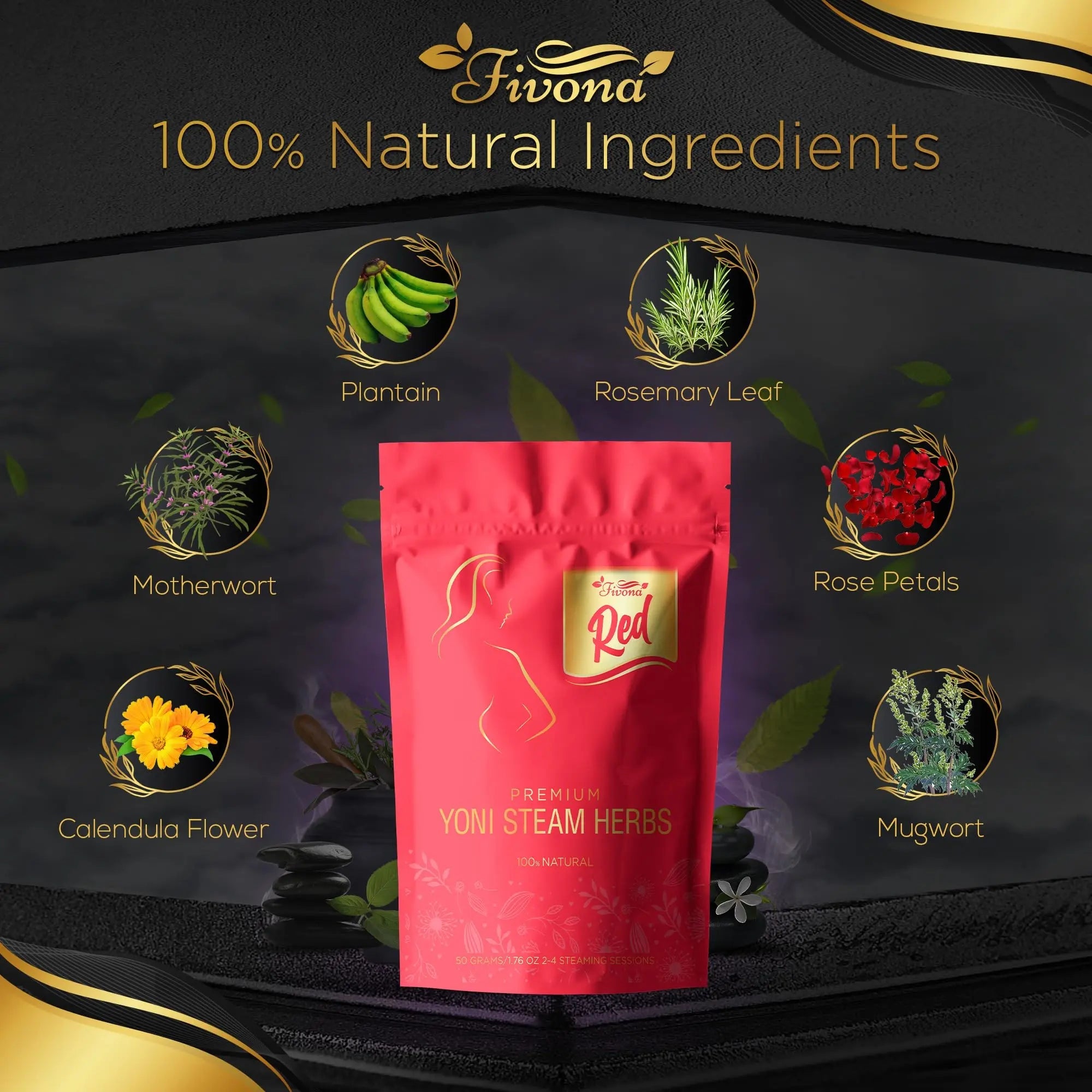 Fivona 4-in-1 Feminine Care Kit, Yoni Oil, Yoni Soap, Yoni Steaming Pot and Red Premium V Steam Herbs FIVONA Au supplements