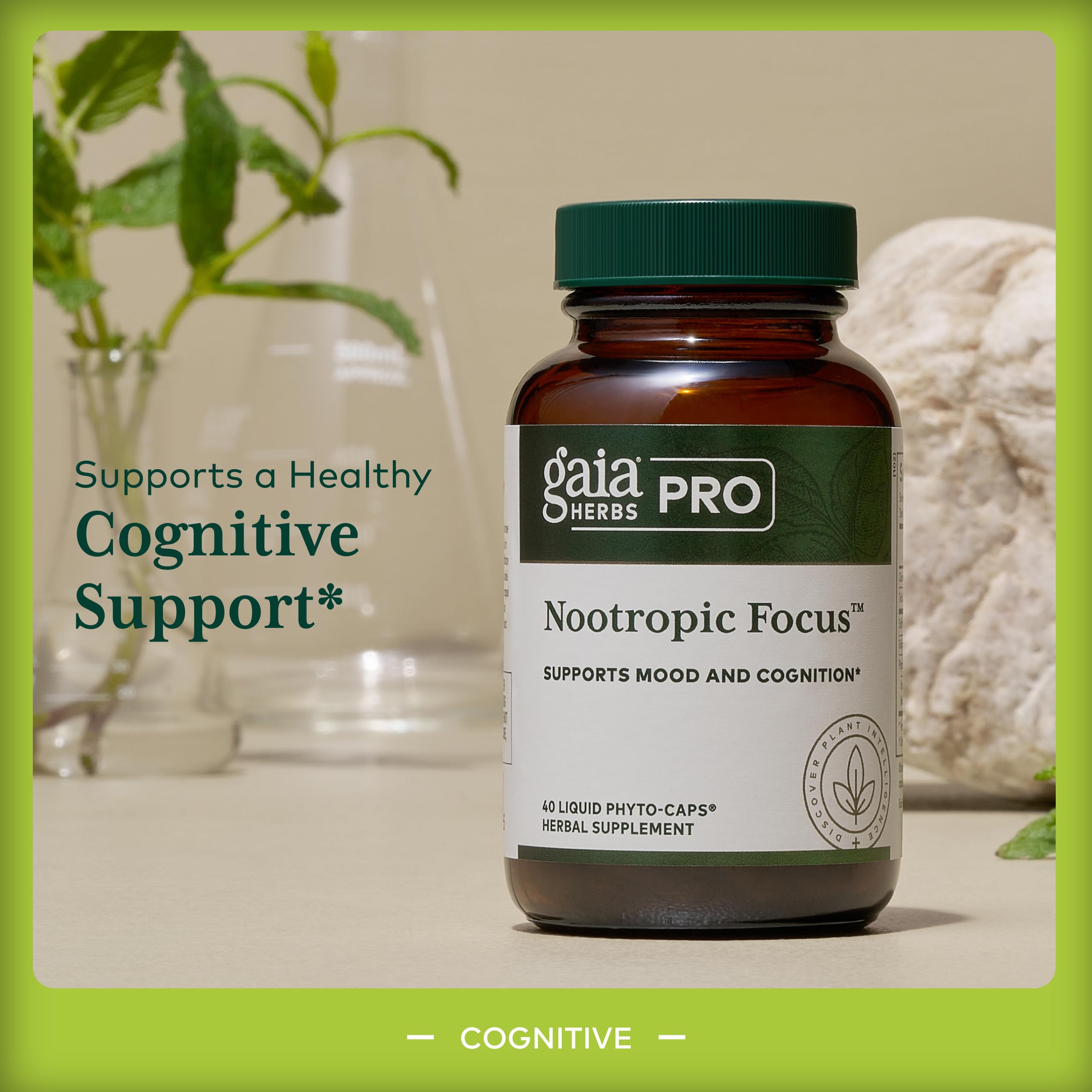 GAIA HERBS PRO Nootropic Focus - Brain Health Support Supplement* - Nootropic Supplement with Saffron, Ginkgo Leaf Extract & Lemon Balm - Vegan, Gluten-Free - 40 Liquid Phyto-Caps (20 Servings) Gaia Herbs PRO Au supplements