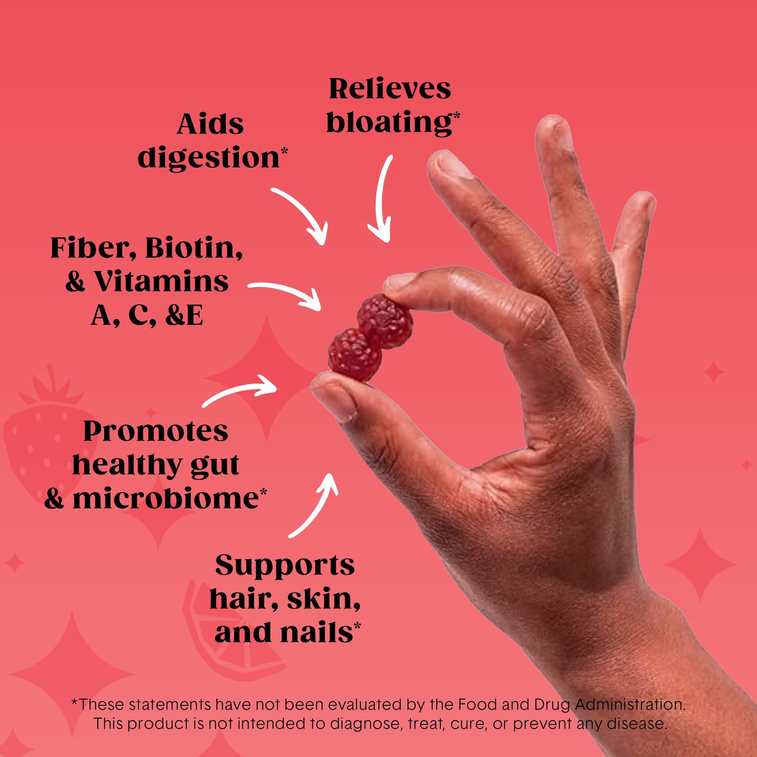 Bellway Super Fiber Gummies + Beauty – Sugar Free Fiber Supplement with Biotin & Vitamins A C E – Supports Digestive Health,