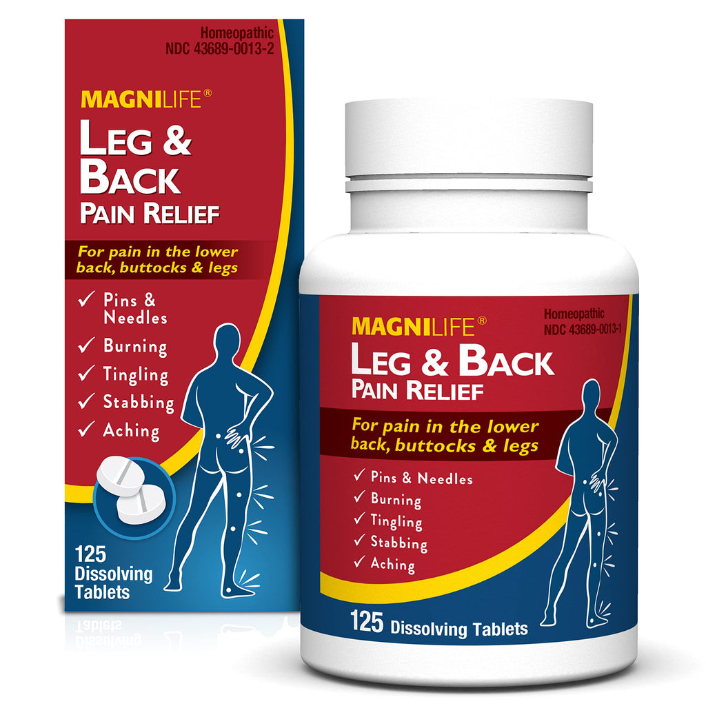 MagniLife Leg & Back Pain Relief Tablets,125 Ct, Fast-Acting Pain Relief Naturally Soothes Burning, Tingling & Stabbing Aches, Symptomatic or Preventative, Non-Habit Forming Quick-Dissolve Tablets MagniLife Au supplements