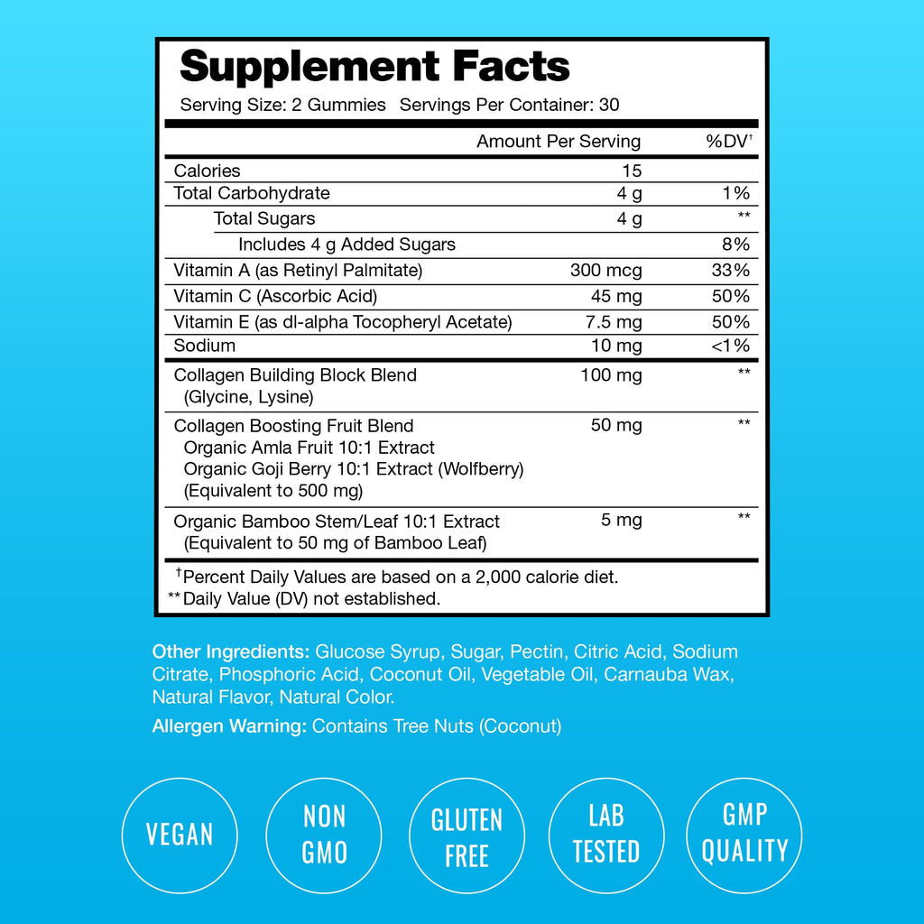 NutraChamps Collagen Boosting Gummies, Collagen Booster Gummy for Natural Collagen Production, Vegan Pectin Supplements Chews for Women & Men,