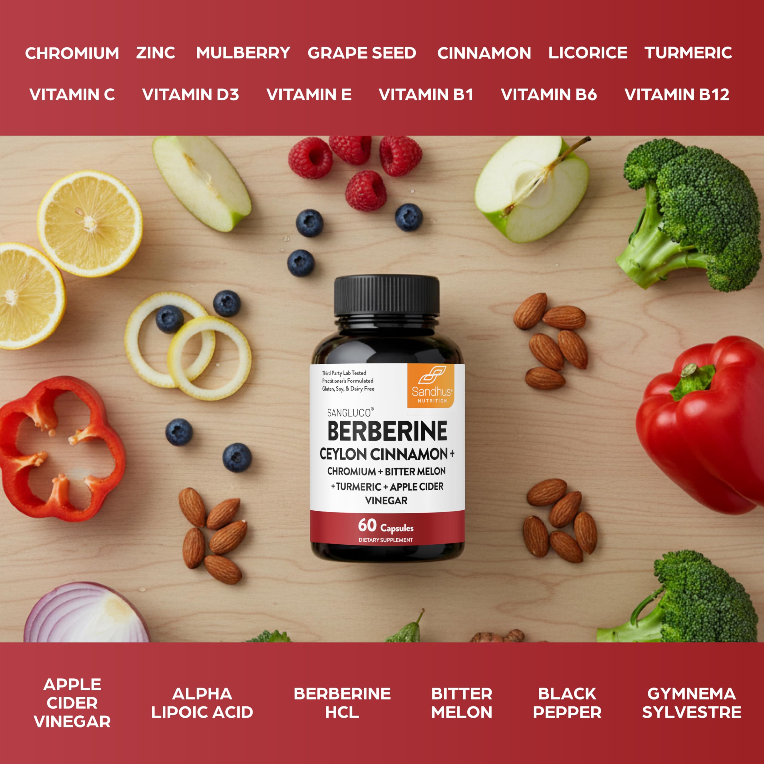 Blood Sugar Support Complex Supplement | Supports Healthy Blood Sugar Levels Already Within Normal Range | With Berberine, Cinnamon, Chromium, Turmeric
