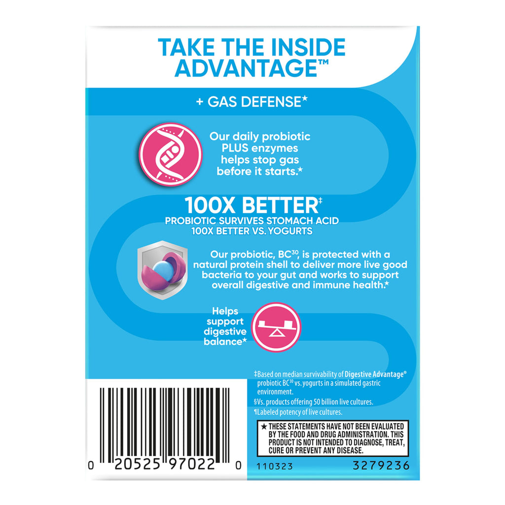Digestive Enzyme and Probiotic Capsule- Digestive Advantage 32 Capsules, Survives 100x Better than regular 50 billion CFU, Breaks down food, helps prevent gas Digestive Advantage Au supplements