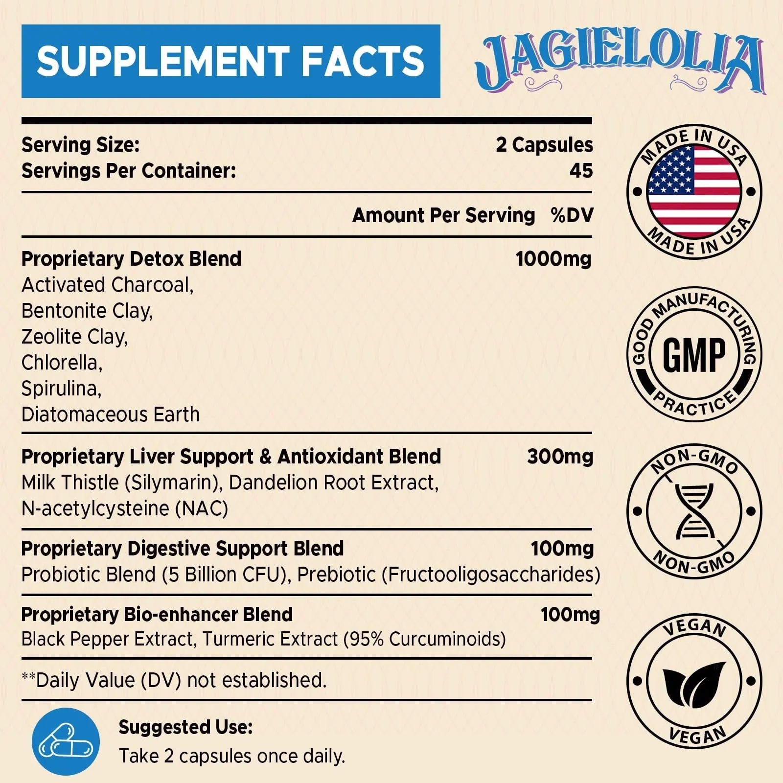 All-In-One Detox Binder Supplement 1500 MG - High Bioavailability, Liver Gut Detox Cleanse Jagielolia Au supplements