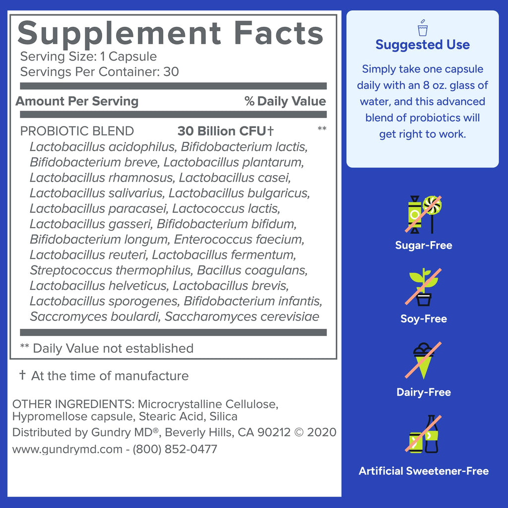 Gundry MD® 24 Strain Probiotic with 30 Billion CFUs, 30 Count