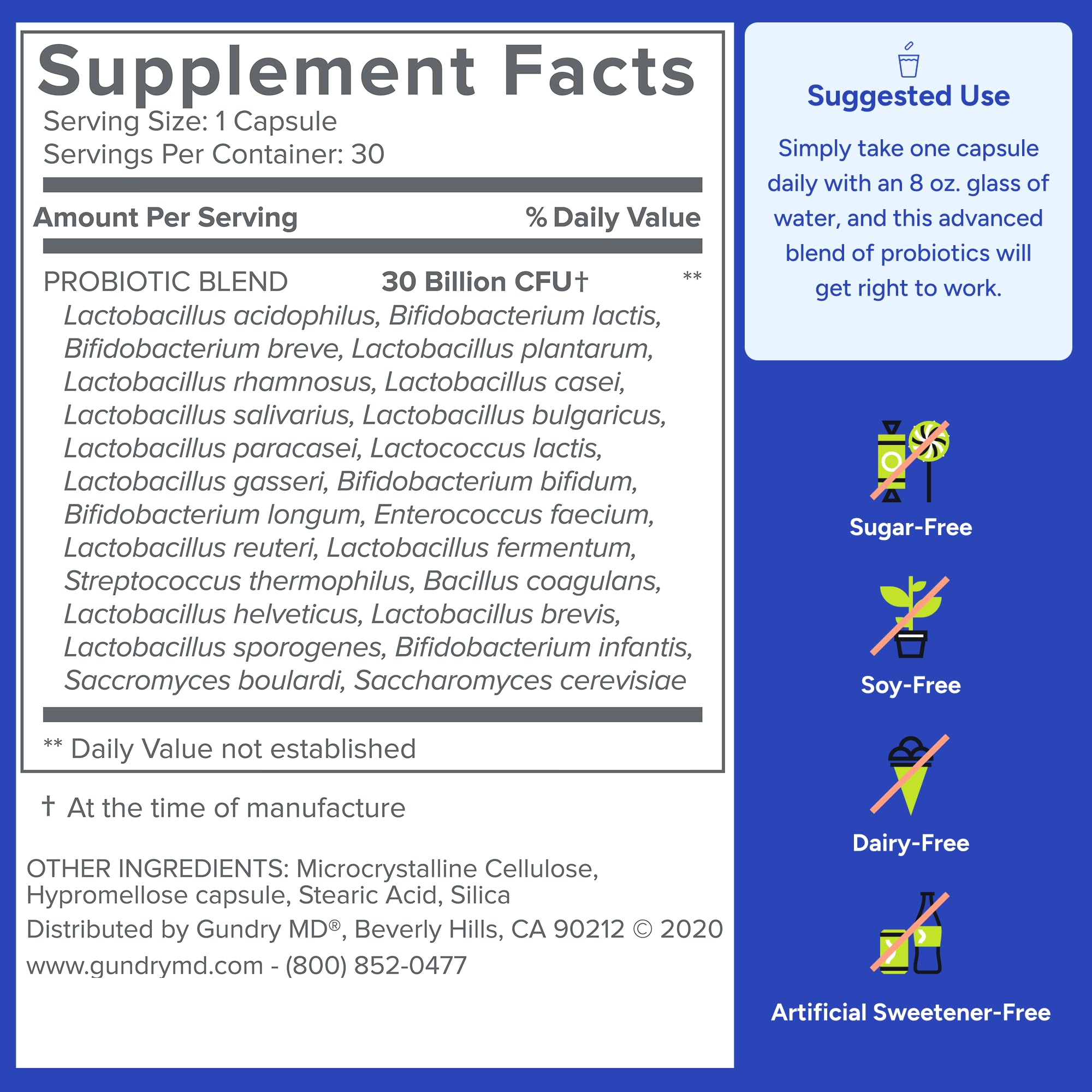 Gundry MD® 24 Strain Probiotic with 30 Billion CFUs, 30 Count