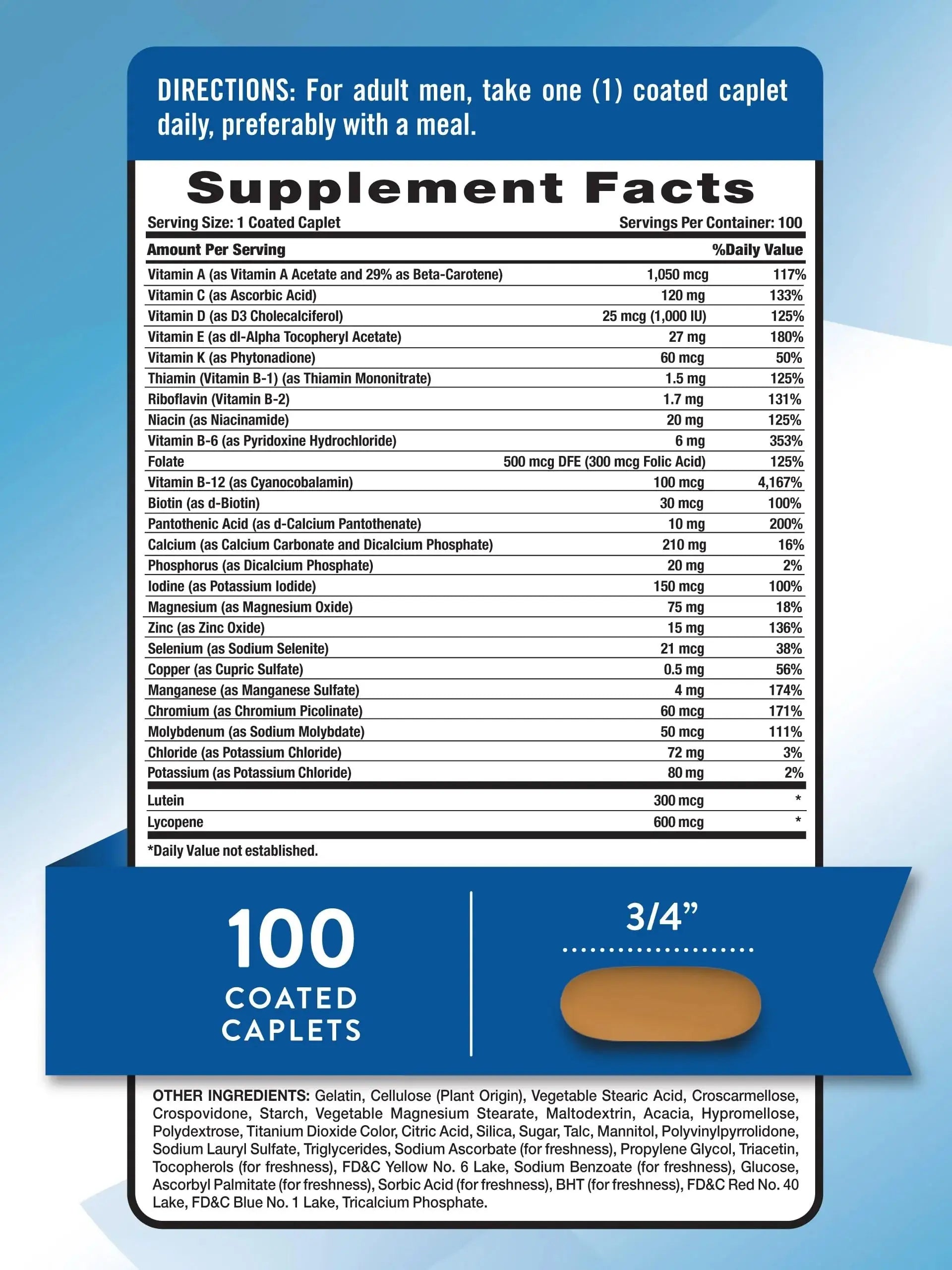 Nature's Truth Men's 50+ Multivitamin | with Vitamins A, C, E, B6 & B12 | 100 Count | Non-GMO & Gluten Free Nature's Truth Au supplements