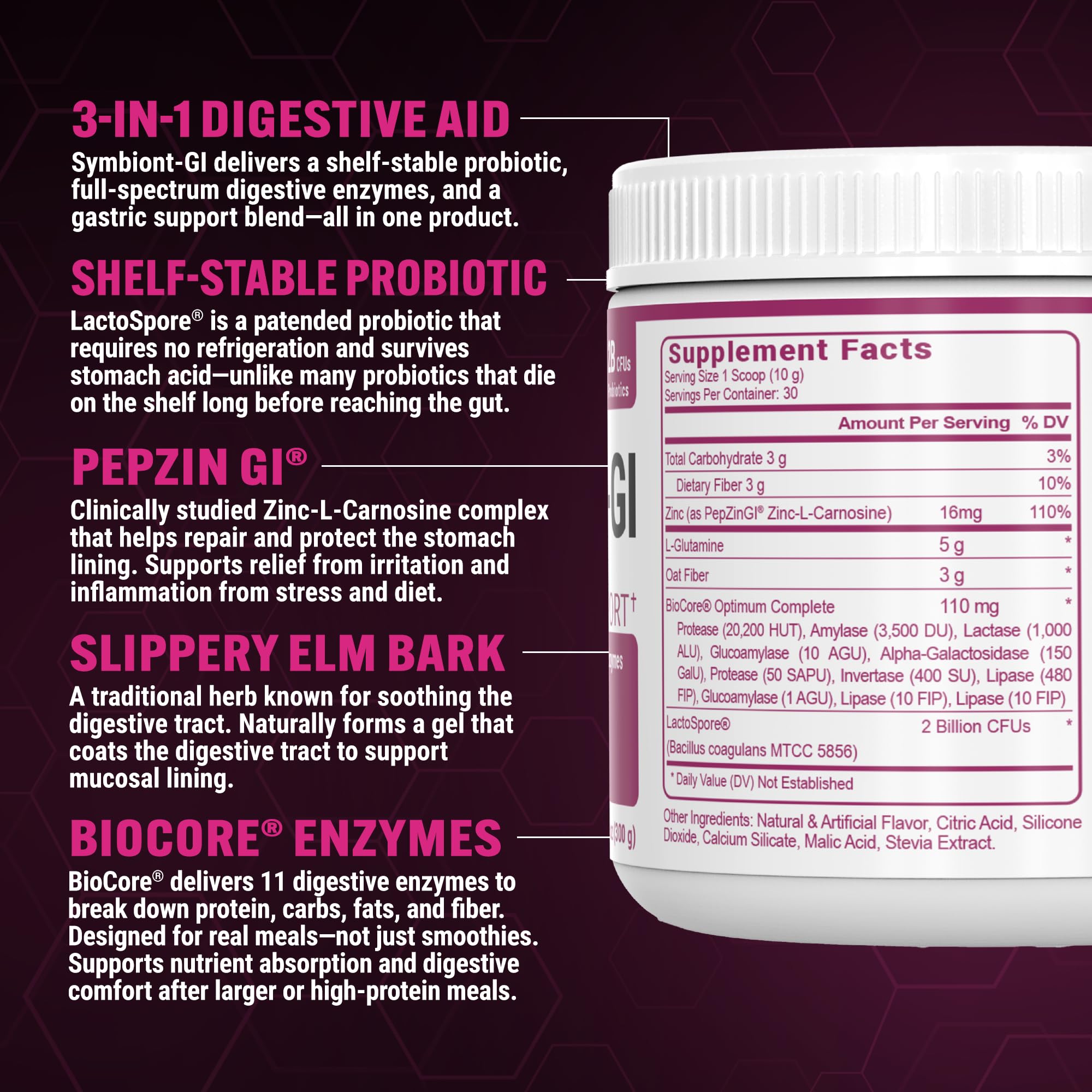 PEScience Complete-GI Gut Health Powder, Probiotics for Women and Men, Digestive Enzymes, Prebiotic Fiber, L-Glutamine