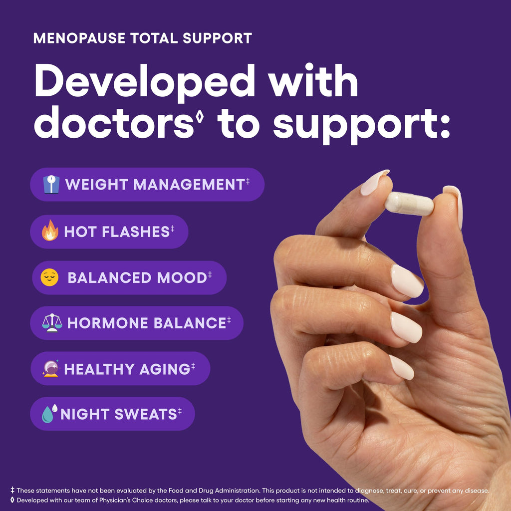 Physician's CHOICE Menopause Probiotic Supplement for Women - Supports Hormone Balance, Hot Flashes, Night Sweats, Weight Management, Bloating & Gut Health - with Black Cohosh, Resveratrol+ - 45ct Physician's CHOICE Au supplements