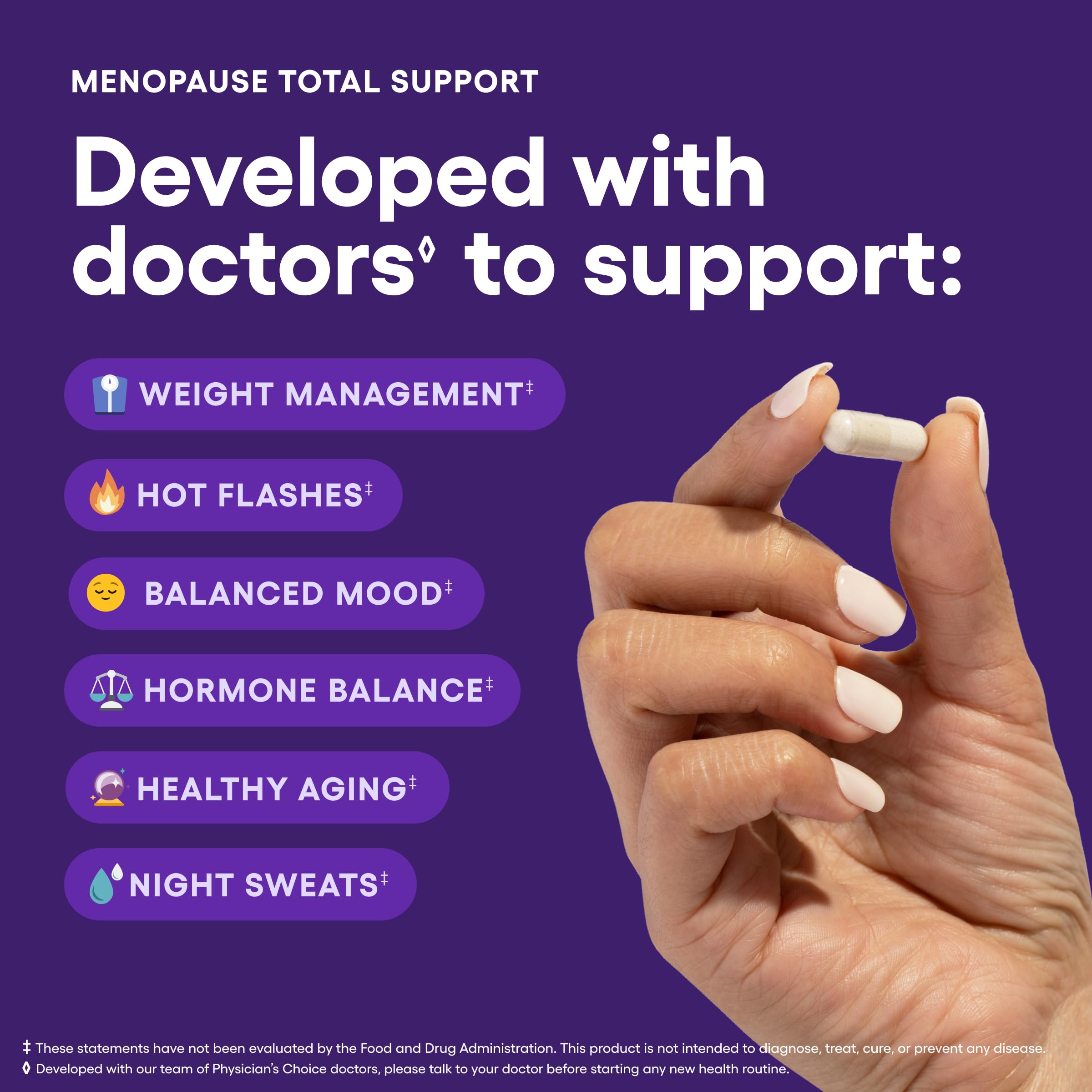 Physician's CHOICE Menopause Probiotic Supplement for Women - Supports Hormone Balance, Hot Flashes, Night Sweats, Weight Management, Bloating & Gut Health - with Black Cohosh, Resveratrol+ - 45ct Physician's CHOICE Au supplements