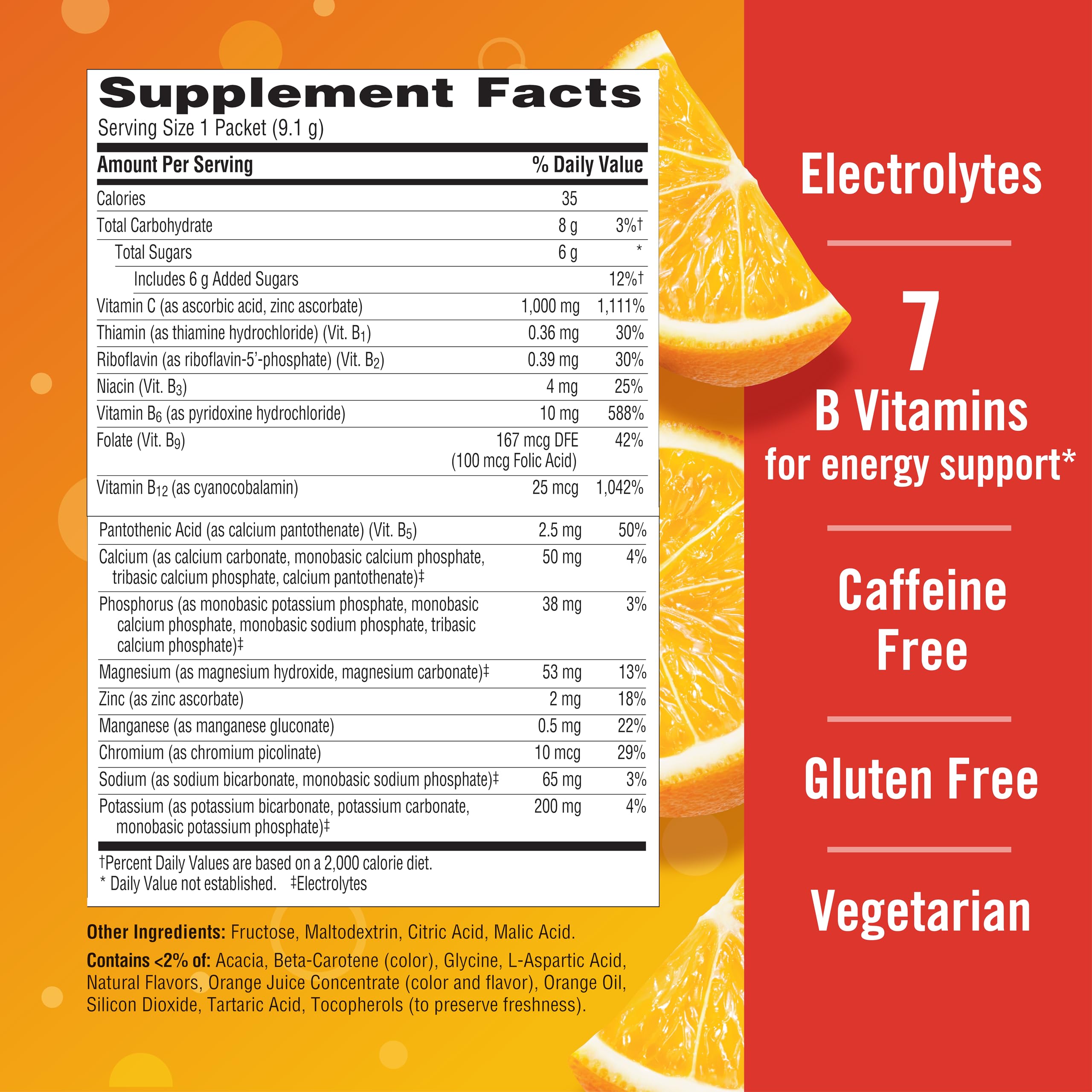 Emergen-C 1000mg Vitamin C Powder for Daily Immune Support Caffeine Free Vitamin C Supplements with Zinc and Manganese