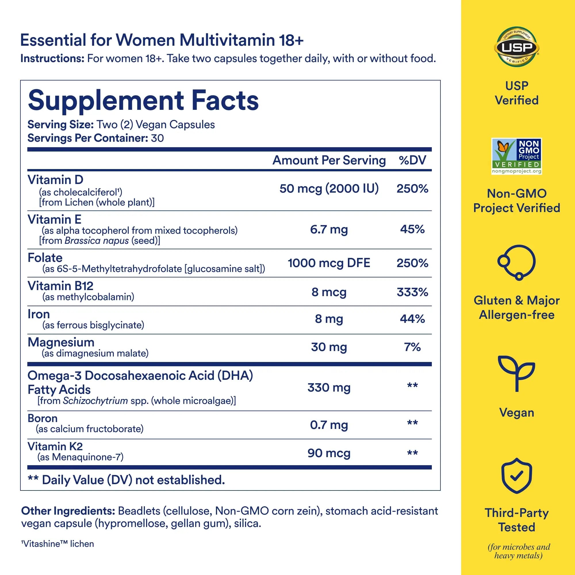 Ritual Multivitamin for Women 18+ with Vitamin D3 for Immune Support*, Vegan Omega 3 DHA, B12, Iron, Gluten Free, Non GMO, USP Verified, Mint Ritual Au supplements