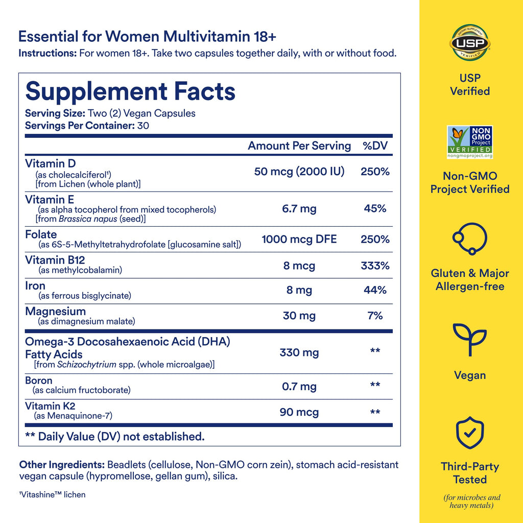 Ritual Women’s 18+ Daily Multivitamin - Key Essential Vitamins and Minerals to Support Energy, Heart, Bone, Brain Health* - Clinical Backed - Vegan