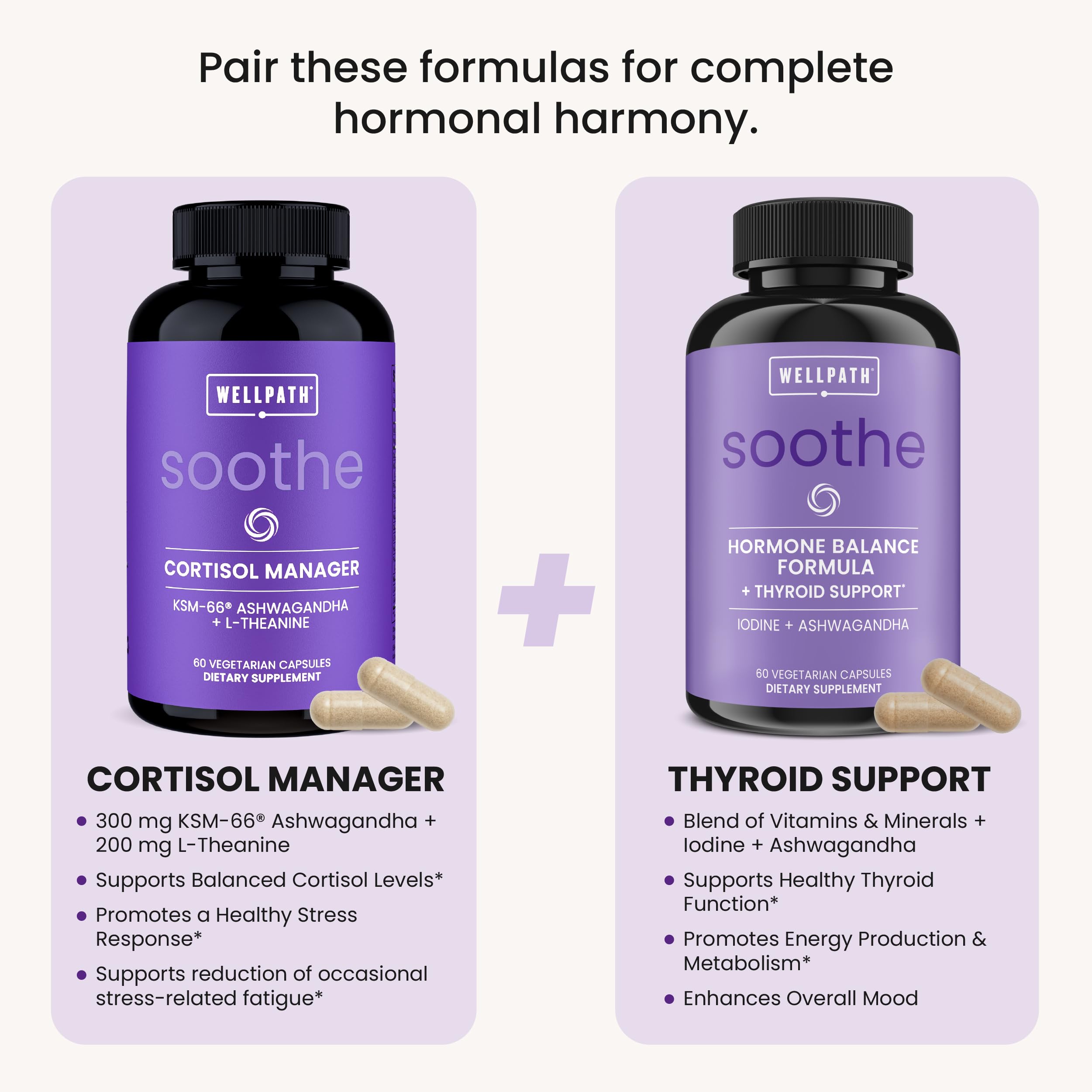 WellPath Soothe Cortisol Manager - Cortisol Supplements for Women with KSM-66® Ashwagandha & L-Theanine - Stress Support, Detox - 11-in-1 Complex, Vegan, Made in USA, Non-GMO, 60 Ct WellPath Au supplements