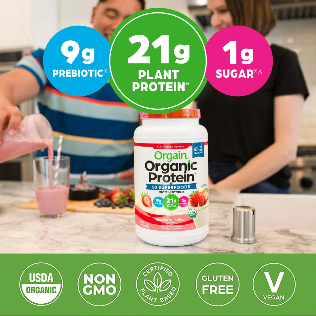 Orgain Organic Vegan Protein Powder + 50 Superfoods, Strawberries and Cream Orgain Au supplements