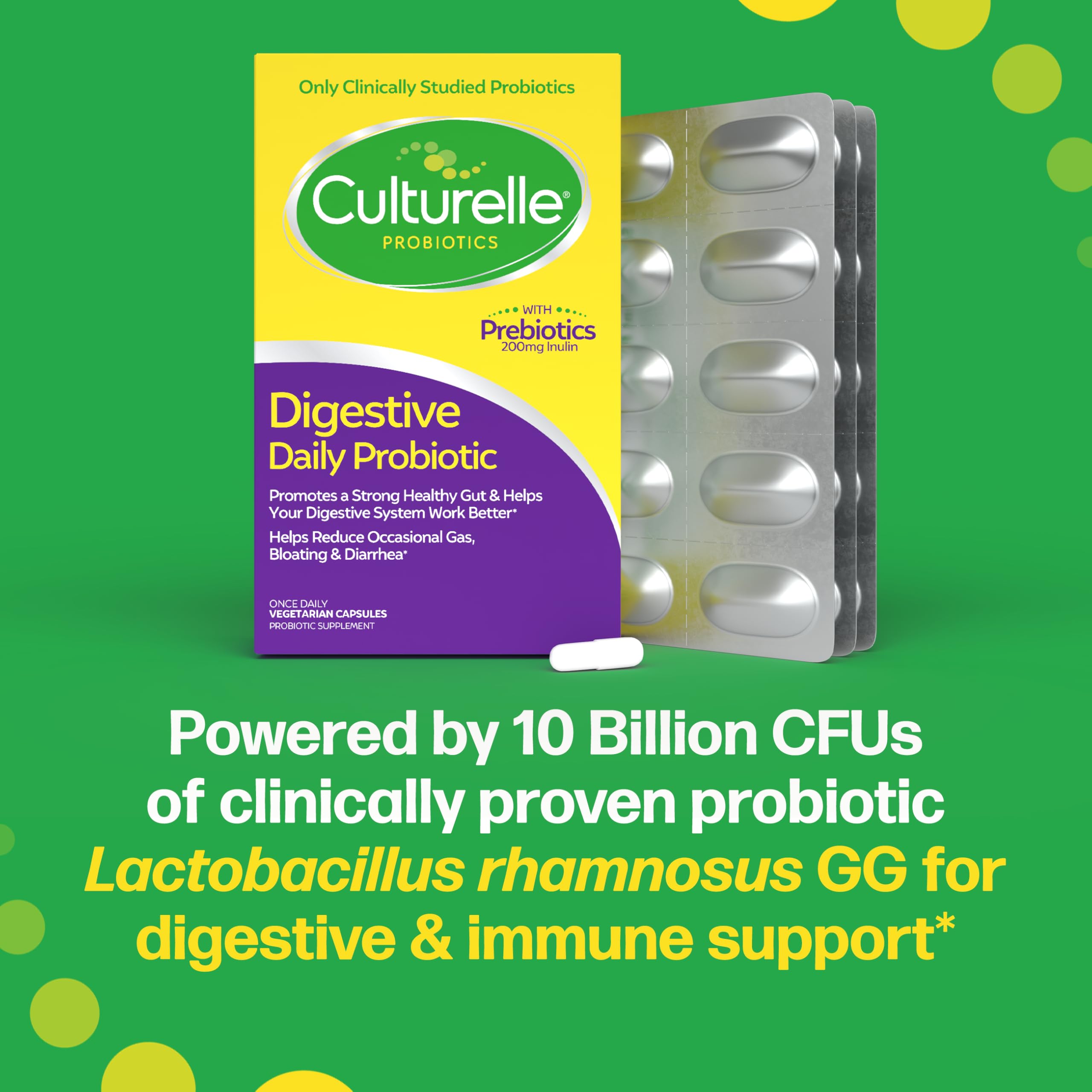Culturelle Daily Probiotic Capsules For Men & Women, Most Clinically Studied Probiotic Strain, Digestive & Gut Health, Supports Occasional Diarrhea, Gas & Bloating, 1 Month Supply, 30 CT Culturelle Au supplements