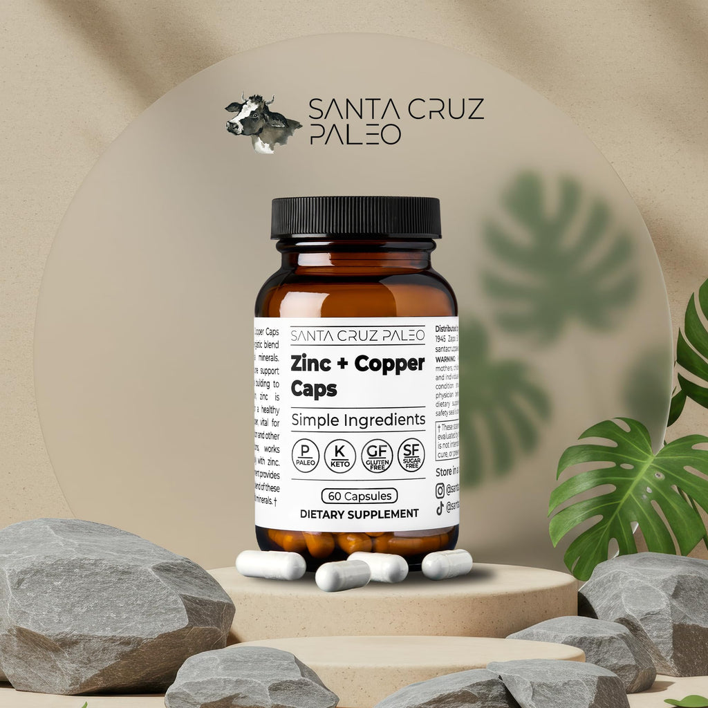 Santa Cruz Paleo, Zinc & Copper Mineral Supplement, High Absorption Formula, Zinc Supplement for Skin & Hair, L Methionine, Copper Gluconate, Trace Minerals