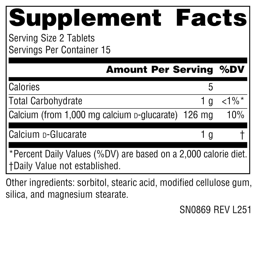 Source Naturals Calcium D-Glucarate, Cellular Detoxifier* 500mg - 30 Tablets Source Naturals Au supplements