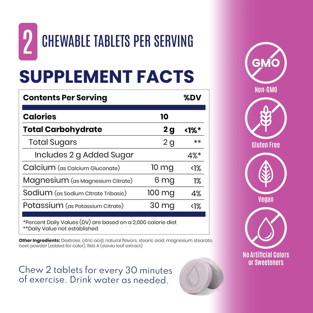 SaltStick Electrolyte FastChews - 60 Mixed Berry Chewable Tablets - Salt Tablets for Running and Hydration, Electrolyte Chews - 60 Count Bottle