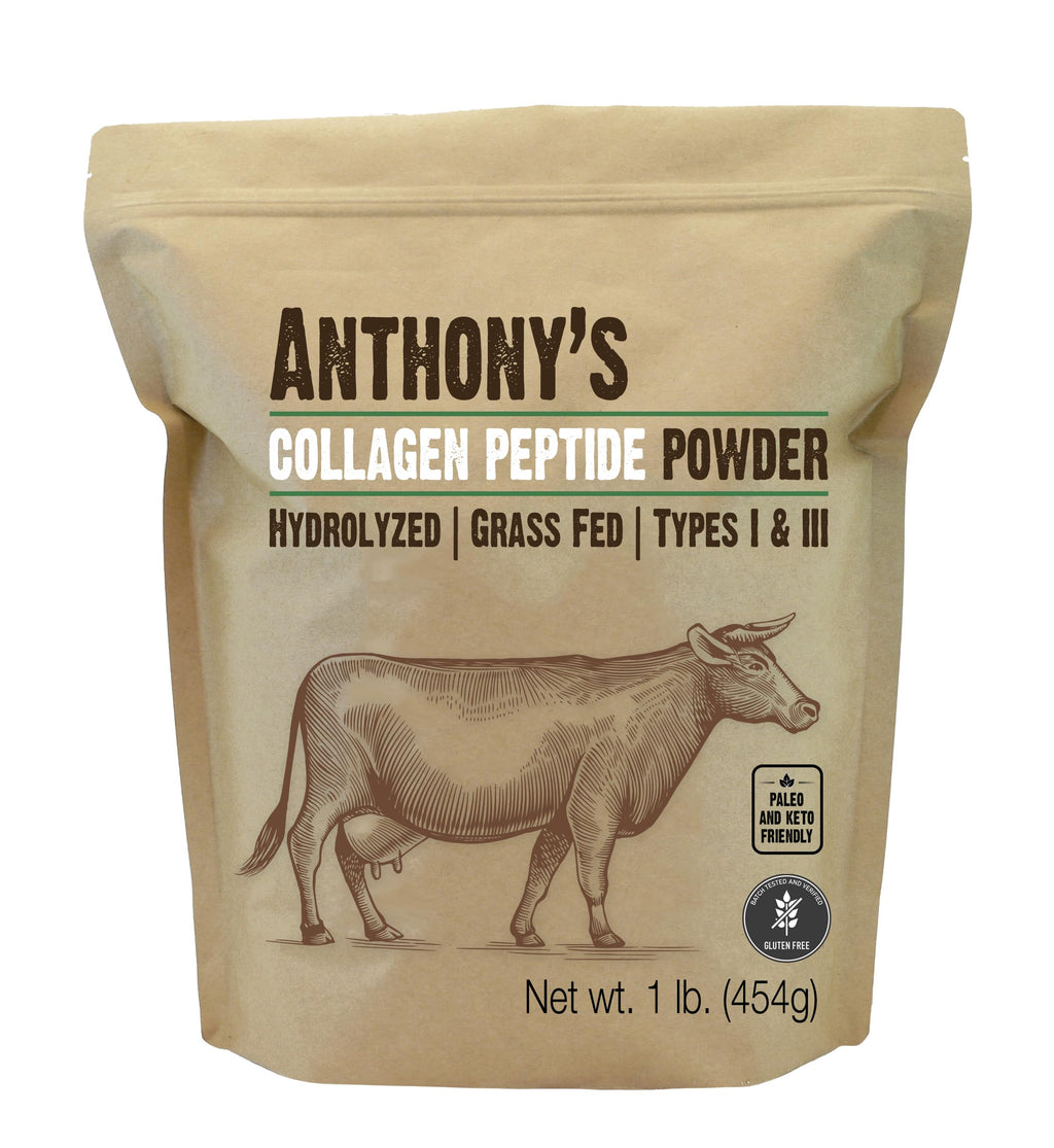 Anthony's Collagen Peptide Powder, 1 lb, Pure Hydrolyzed, Gluten Free, Keto and Paleo Friendly, Grass Fed
