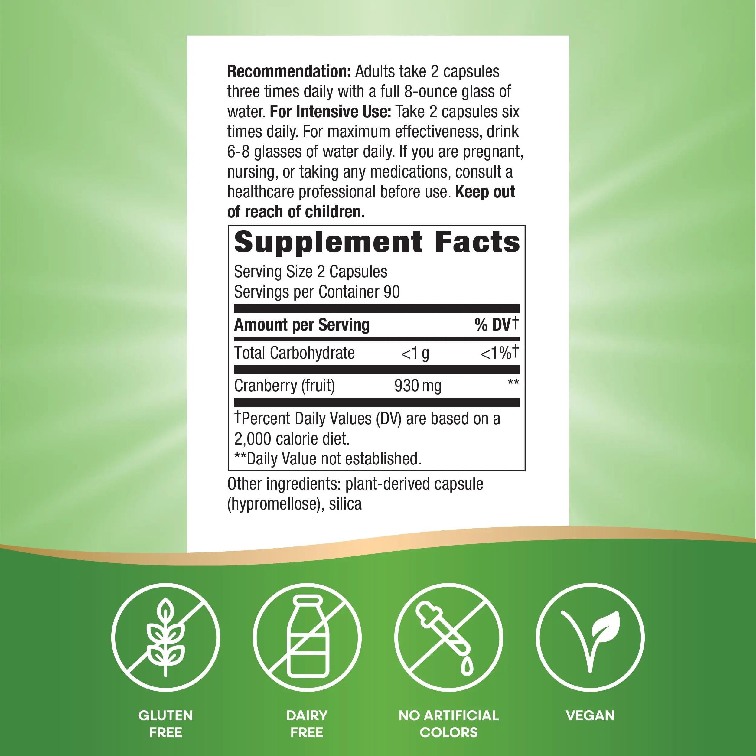 Nature's Way Cranberry Fruit, Cranberry Supplements, Supports Urinary Tract Health*, 930 mg per 2-Capsule Serving, 180 Capsules (Packaging May Vary) Nature's Way Au supplements