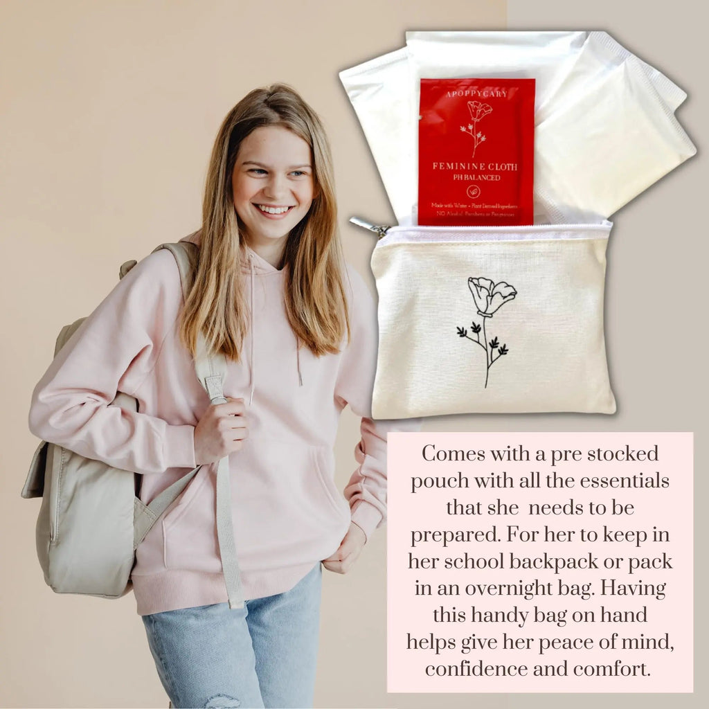 Organic 77 PC Period Kit Moon Box for Teens and Tweens - Organic Cotton Top Sheet Feminine Pads APOPPYCARY Au supplements