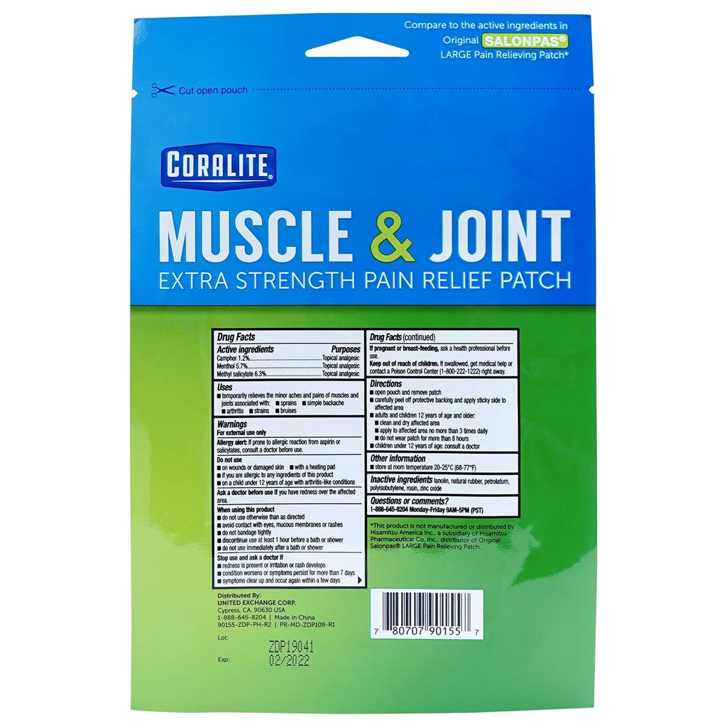 Coralite Pain Relieving Patch - Extra Strength Joint & Muscle Pain Relief Patches for Back Pain, Muscle Soreness and Joint Pain, 2 Patches Per Pack (24 Pack) Coralite Au supplements