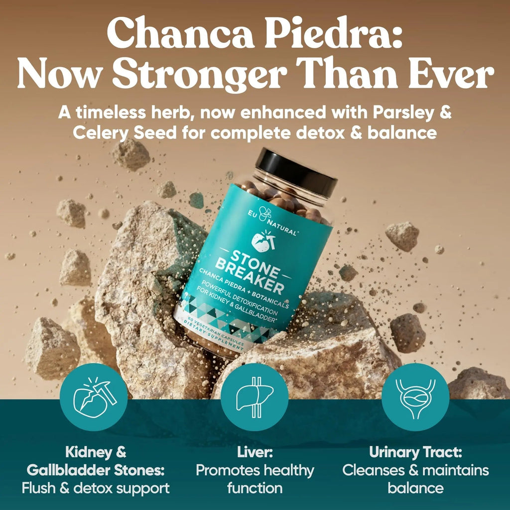 Chanca Piedra Stone Breaker - The Original Stone Breaking Formula with Celery Seed & Parsley - Supports Kidney, Gallbladder & Urinary Tract Cleansing to Help Flush Impurities - 60 Vegetarian Capsules Eu Natural Au supplements