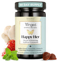 Winged Wellness Happy Her Mood Gummies - Daily Mood Enhancer Support Supplement for Women - Vitamin D with Saffron, Lemon Balm, & Lions Mane Mushrooms for Balance & Calming Relief - 50 Vegan Gummies Winged Au supplements