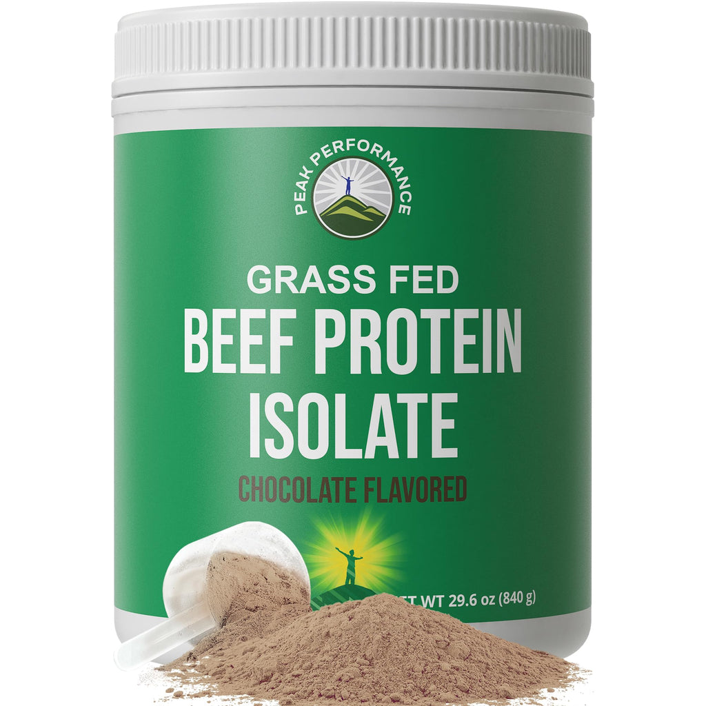Grass Fed Beef Protein Powder - Lactose Free Great Tasting Beef Protein Isolate. Complete Animal Based Non Dairy Paleo Carnivore Supplement for Prime Muscle Building. No Whey. Chocolate Flavor Peak Performance Au supplements