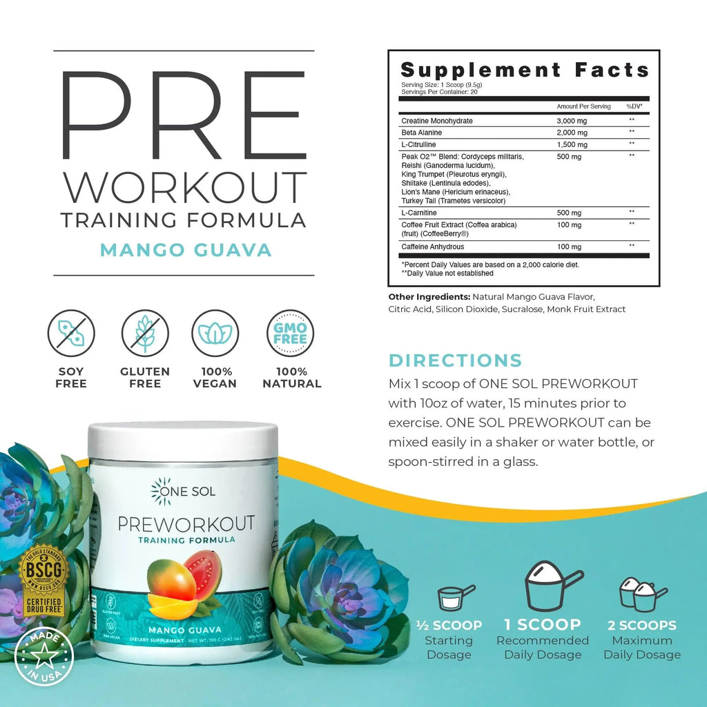 One Sol Pre-Workout for Women, Enhanced Pump & Focus, No Jitters Or Crash, Natural One Sol Au supplements
