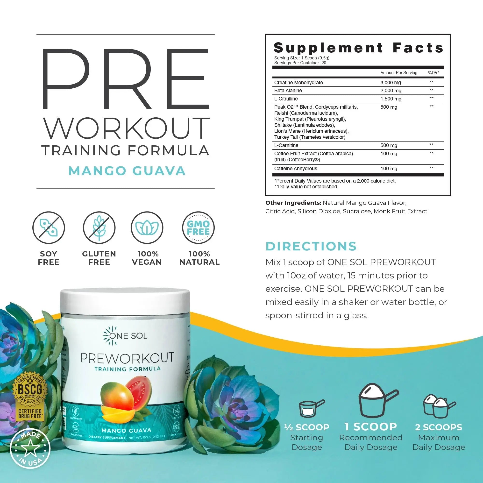 One Sol Pre-Workout for Women, Enhanced Pump & Focus, No Jitters Or Crash, Natural One Sol Au supplements
