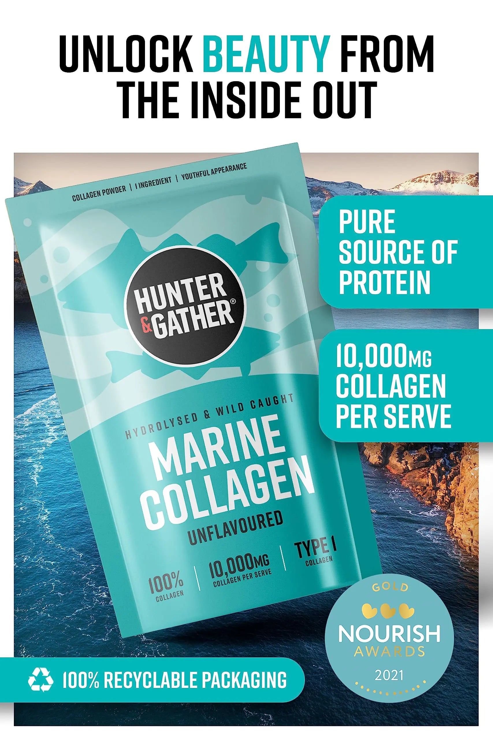 Hunter & Gather Marine Collagen Powder 300g | Pure Unflavoured Premium Hydrolysed Wild Caught Marine Collagen Hunter & Gather Au supplements