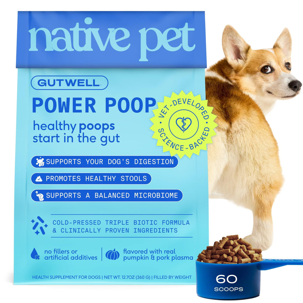 GutWell Power Poop - Digestive Enzymes & Fiber for Dogs - Dog Fiber Supplements Help with Diarrhea Relief, Upset Stomach, Pet Gas & Gut Health with Targeted Triple-Biotic Blend & M-Fiber - 60 Scoops Native Pet Au supplements