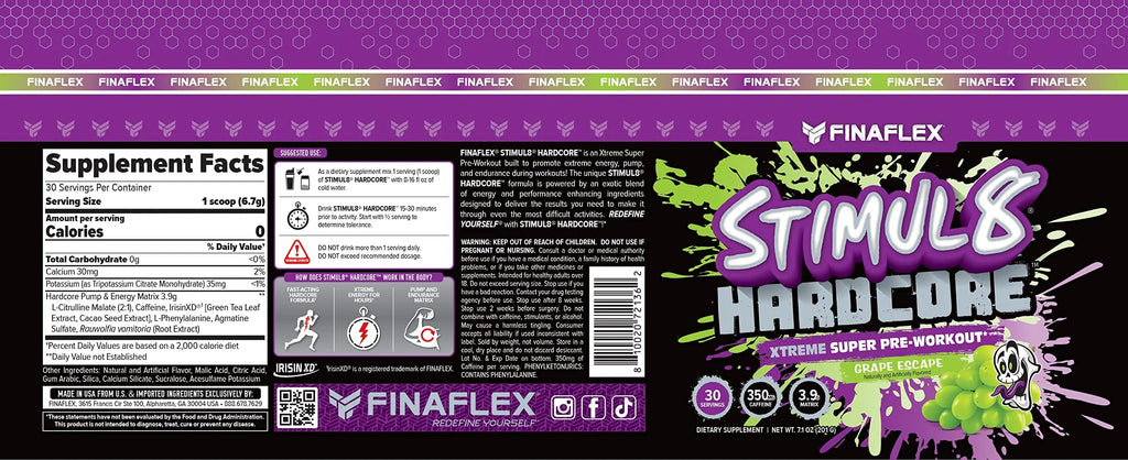 FINAFLEX STIMUL8 Hardcore, Grape Escape - Extreme Energy, Strength & Endurance FINAFLEX Au supplements